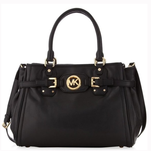 Michael Kors Hudson Black Pebbled Leather Shoulder Bag Purse EXCELLENT - Picture 2 of 16